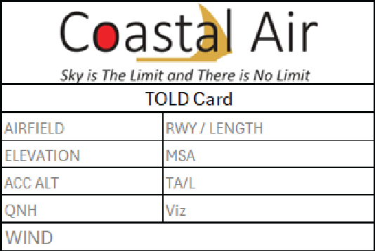 For familiarisation on FSI 3 Revised TOLD Cards